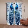 2Pcs Gothic Blue Peacock Curtain Elegant Decorative Room For Living Room Bedroom Office Kitchen Bathroom With Vibrant Colors And