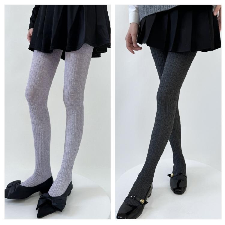 Women Twist Striped Pattern Opaque Tights Winter Fall Hosiery Elastic Jacquard Solid Color Pantyhose Stockings Leggings