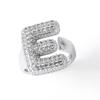 Letter Design Ring with Clear Stone Detail, Copper Base Fashion Jewelry for Daily Outfits, Party Styling and Gifts