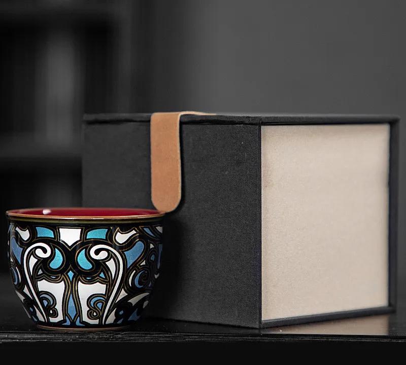 Ceramic master cups Chinese Antique Jinyincuo Enamel Tea Cup Kung Fu tea set single cup Tea cup with gift box High quality Gifts
