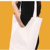 Large Capacity Canvas Shoulder Handbag Folding Eco-Friendly Cotton Tote Bags Reusable DIY Shoulder Bag Grocery Bags Beige Black