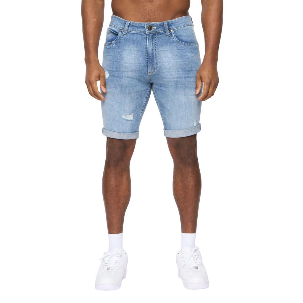 Crosshatch Mens Riptrey Abraised Denim Scratch Shorts