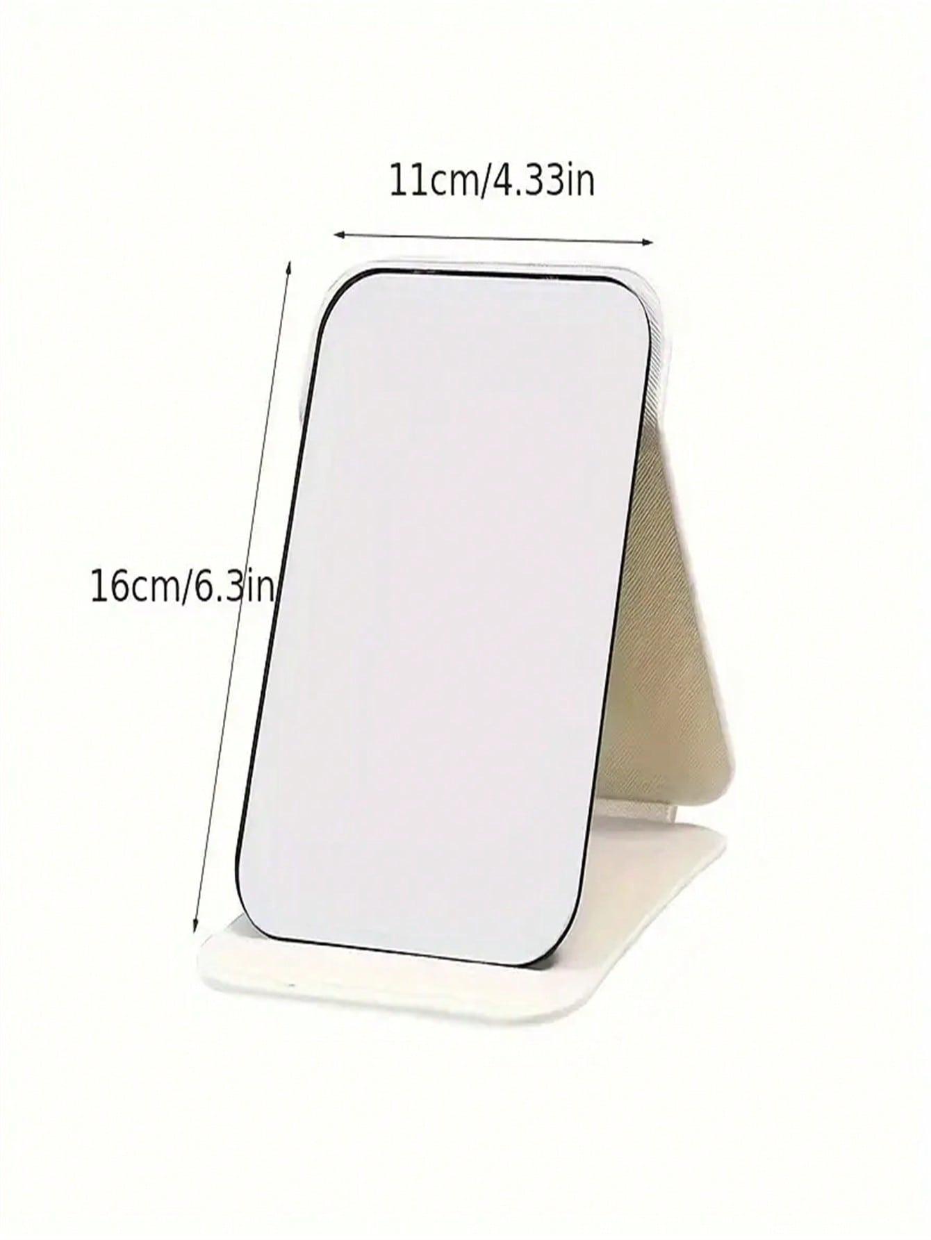 

Portable Folding Makeup Mirror with Stand - Ideal for Travel, Dorms, and Home Decor | No Batteries Required, Rubber Frame, Polished Surface, Beauty белый