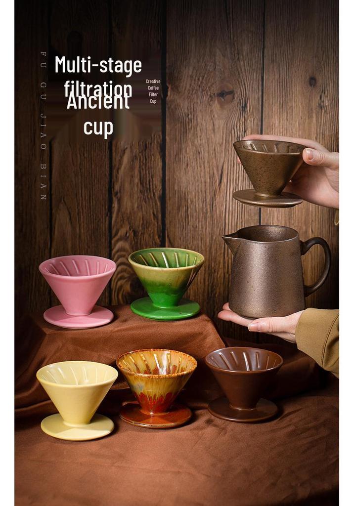 Ceramic Pour-over Coffee Filter Holder Set - American Style Drip Coffee Maker Funnel Tools