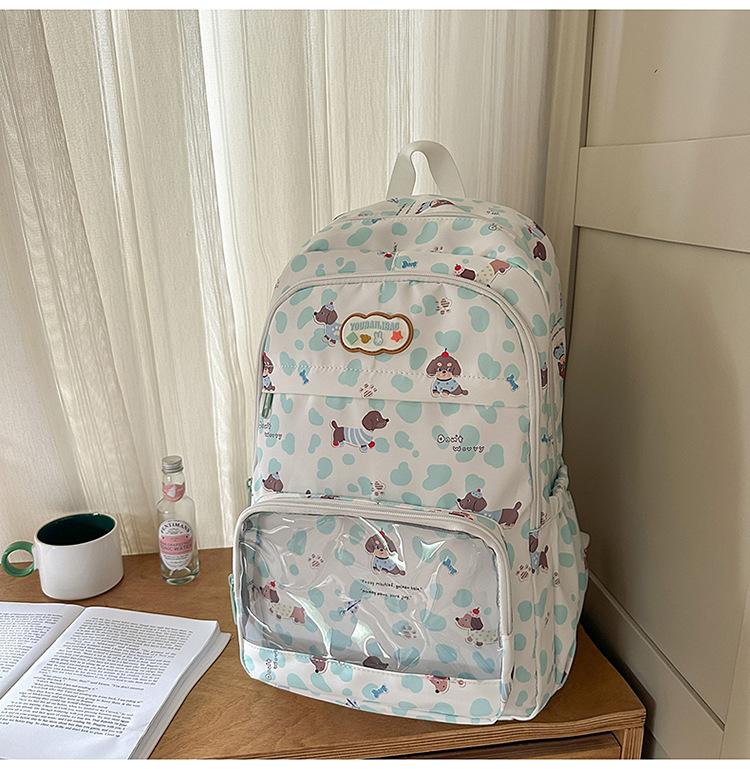Schoolbag new cute cartoon dog printed backpack female student gift large capacity shoulder pain bag light casual schoolbag