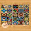 Mandala Pattern Boho Style Linen Dining Table Mats Alphabet Kitchen Placemat 30X40cm Coasters Pads Bowl Cup Mat