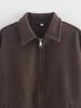 European & American Women's Retro Solid Color Lapel Short Jacket - Brown.