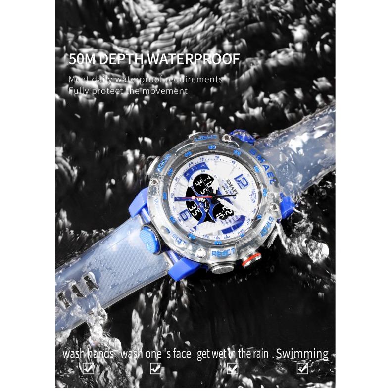 SMAEL Casual Waterproof Watch Digital Dual Display Outdoor Sports Multi-functional Glow-in-the-dark Men's Watch