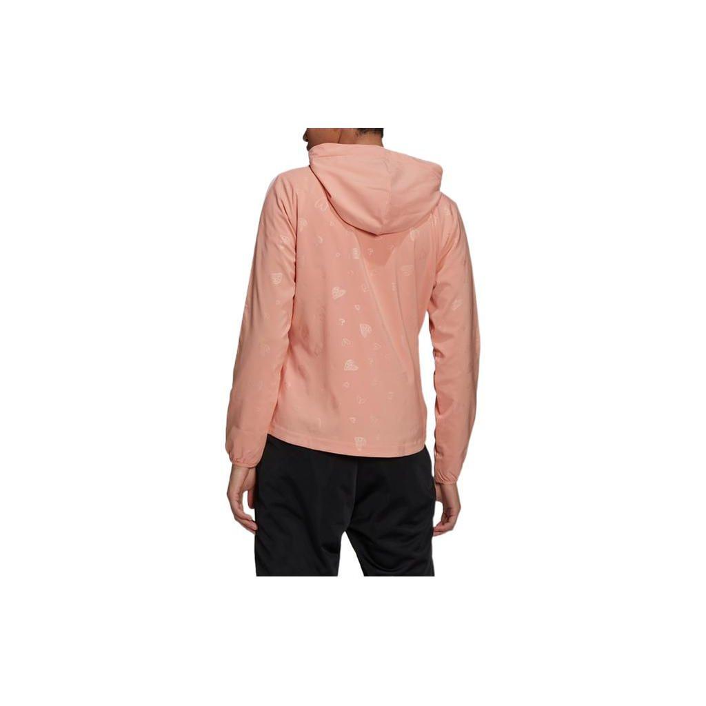 Adidas Patterned Full Print Striped Zip-Up Hoodie Jacket Women Jacket Pink HB5095