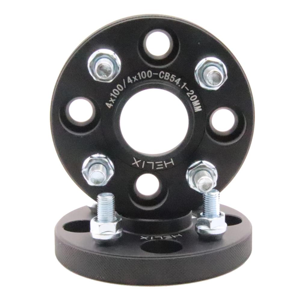 HELIX Wide Tread Spacers with 4H 54mm Inner 15mm Matte Black of Vehicles Require Prior Hubs, PCD100, Diameter, M12xP1.5, Thick, [Set 2] [Compatible