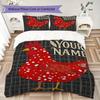 Custom Name Chickens Polka Dots Bedding,Quilt Set Quilt Cover Pillowcase Home Birthday Gift(1 * Duvet Cover + 2 * Pillowcase, Without Core)_lx