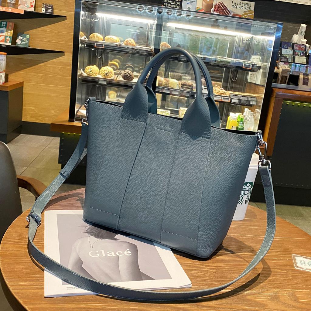 Cowhide Niche Popular Fashion Single Shoulder Crossbody Practical Version Soft Leather Vegetable Basket Commuter Shopping Bag