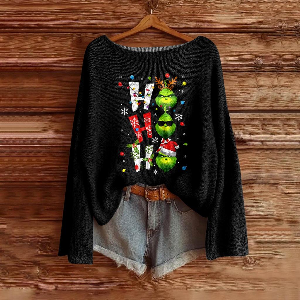 Damemote Langermet Christmas Snowman Snowflake Print Jakke Cardigan