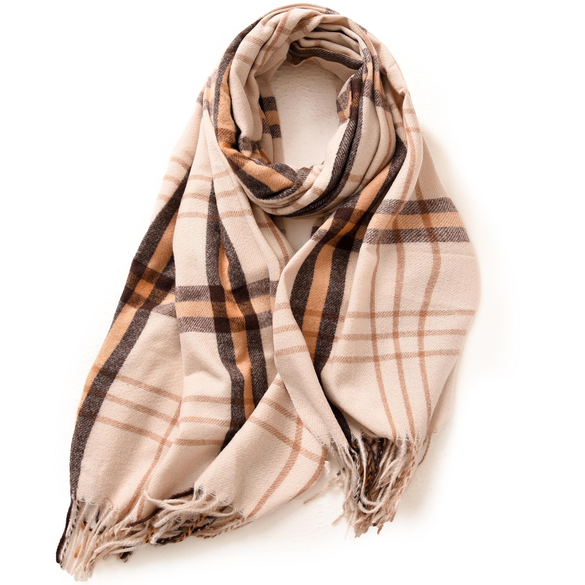 Женский элегантный геометрический клетчатый шарф, повседневный солнцезащитный платок с кисточками, ветрозащитная теплая накидка, осенне-зимний шарф унисекс 67*180cm