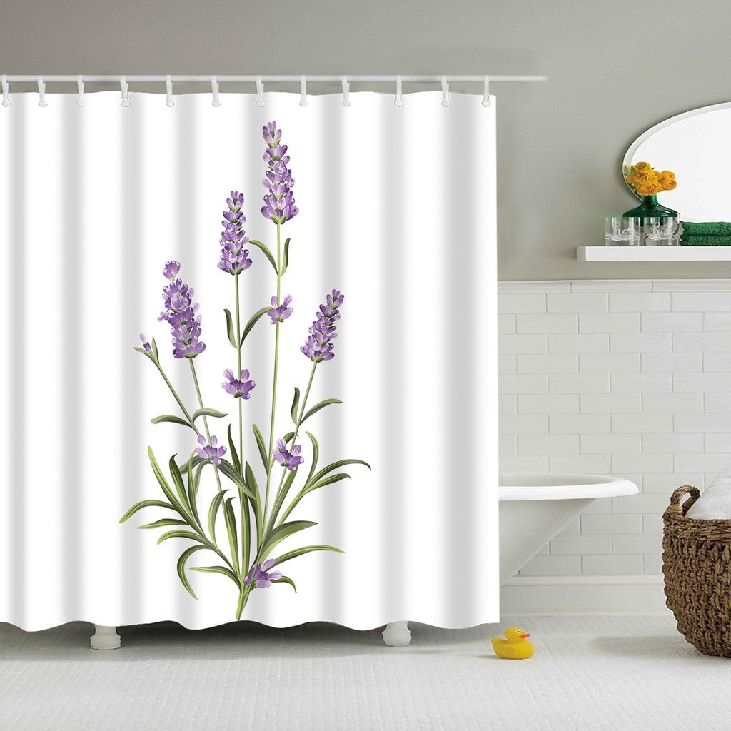 Pflanze Blume Blätter Bäume Ländliche Szenerie Badezimmer Duschvorhang Wasserdichtes Polyestergewebe Badvorhang mit 12 Haken