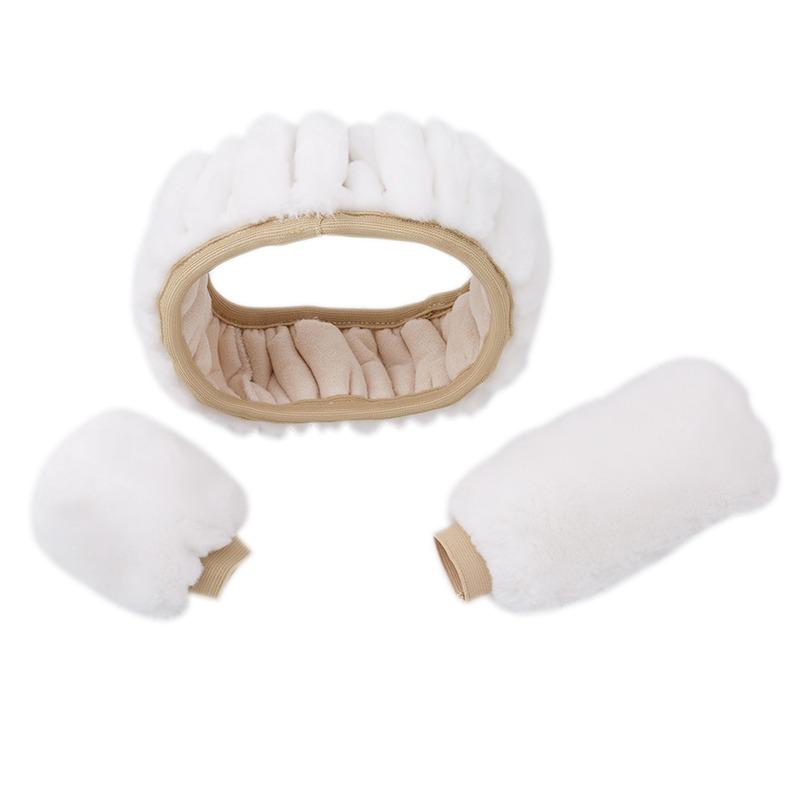 Soft Wool Steering Car Wheel Handbrake Accessory Winter Warm Automotive Interior Cover