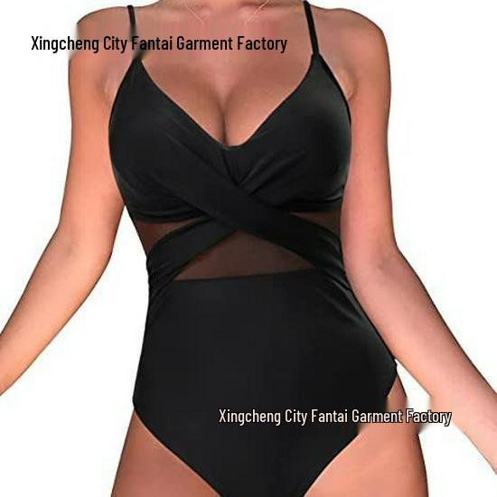 Criss-Cross Mesh Backless One-Piece Swimsuit for Women