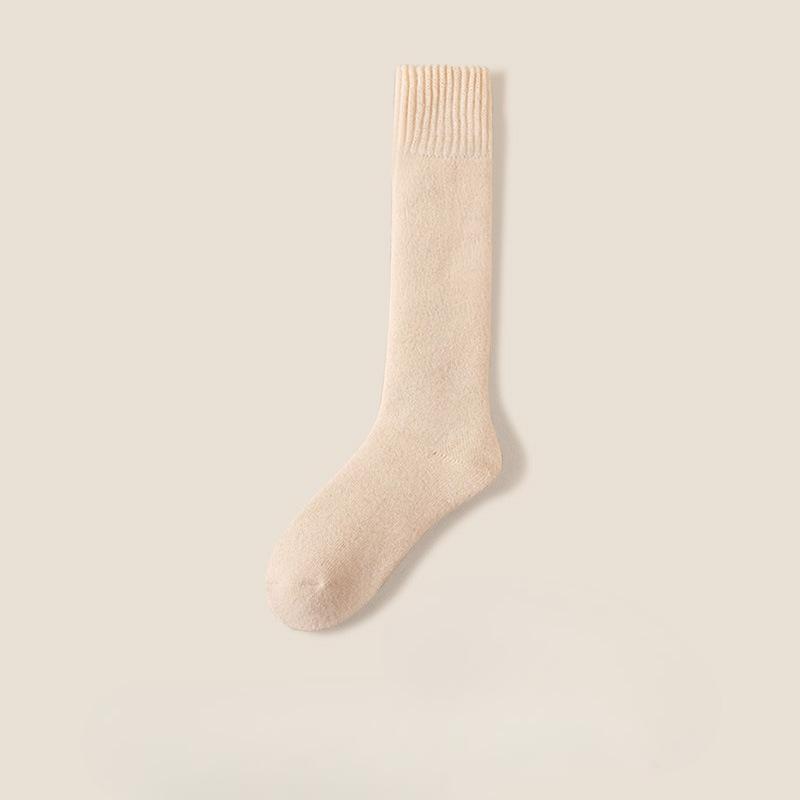Chaussettes hautes en cachemire pour femmes, Chaussettes longues en laine d'automne et d'hiver, Épaissies avec du cachemire, Chaussettes de nuit confortables et chaudes