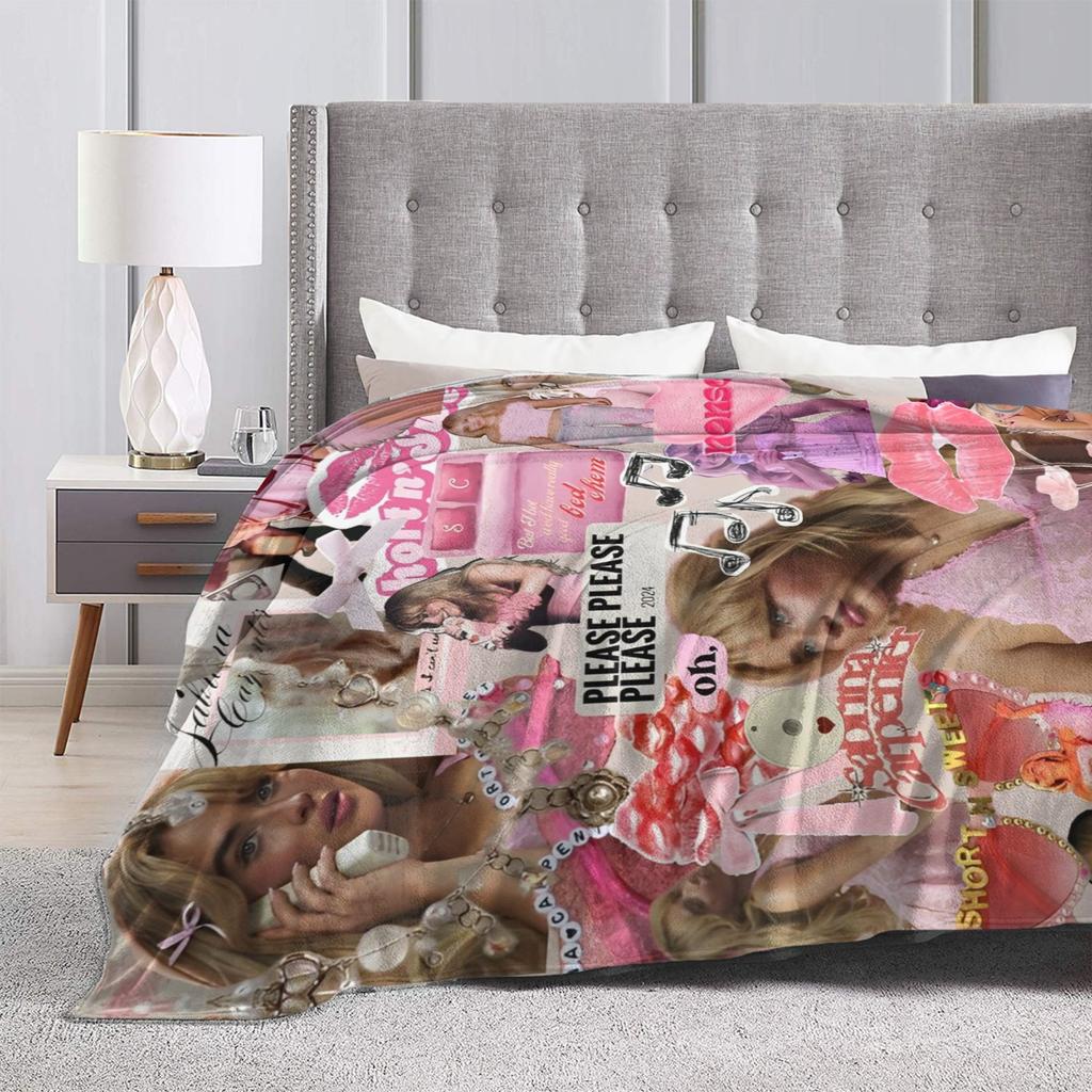 Singer Sabrina Carpenter Blanket Pop Music Plush Funny Warm Throw Blanket for Chair Covering Sofa Autumn/Winter,