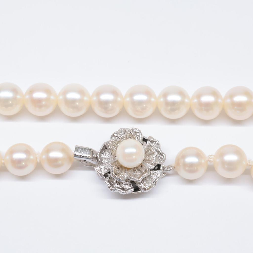 SV925 [Good Condition] SILVER 7-0.3" Pearl Necklace Silver / WhiteUsed