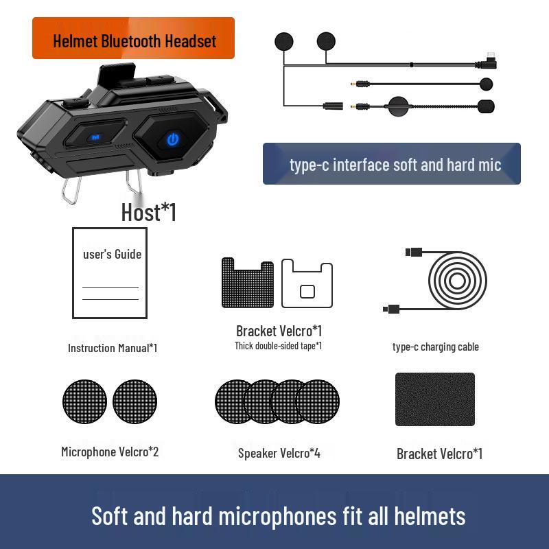2025 Bluetooth 5.3 Motorcycle Helmet Headset with LED Lights, Waterproof Wireless Intercom