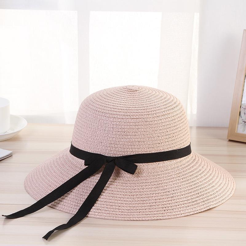 Foldable Straw Hat Children Summer Small Fresh Internet Celebrity Versatile Beach Visor Sun Protection Bucket Hat