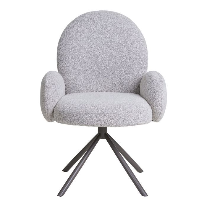 Fauteuil repas pivotant - EBUY24 - 69x65x91,5 cm - Tissu bouclette gris clair - Design contemporain - 1 place