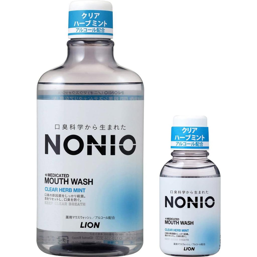 NONIO Clear Herb Mint 600ml 80ml Mini Rinse Kills Bad Contains Mouthwash, + [Quasi-drug]. Breath-causing Bacteria. Alcohol.