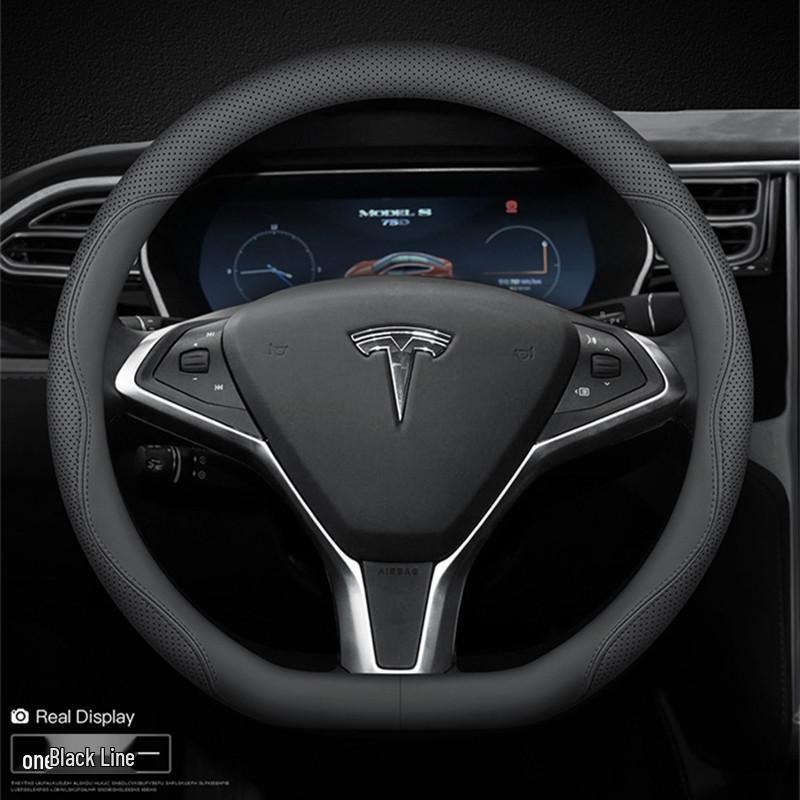 Tesla Model Y/3 Steering Wheel Cover: Ultra-Thin Genuine Leather Refurbishment Handle Cover Standard