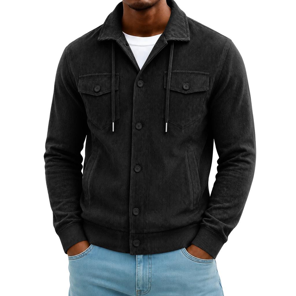 Men's Corduroy Cardigan Long Sleeve Casual Jacket for Everyday Wear