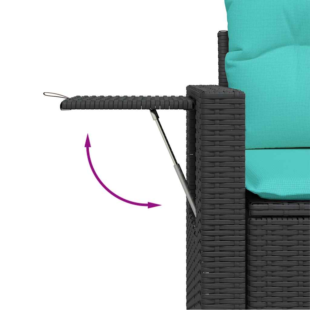 5 Piece Garden Sofa Set with Cushions Black Poly Rattan