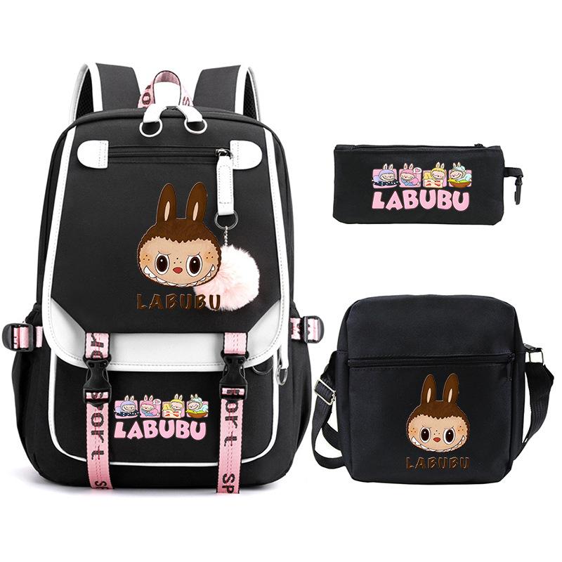 Cartoon Printed Children's Backpack Large Capacity Campus Trend Student Schoolbag Three-piece Set