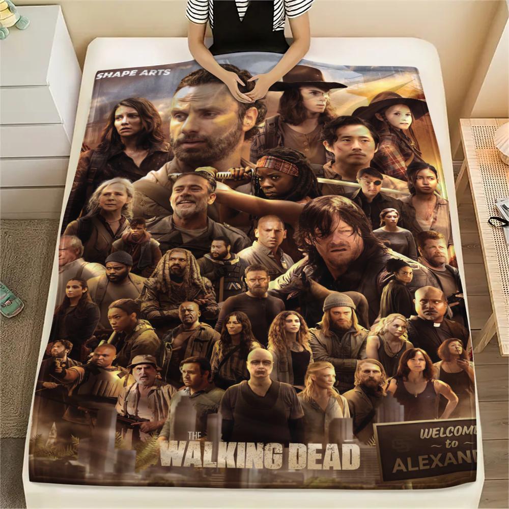 1Pc Walking Dead Print Flannel Blanket, High Quality Comfortable for All Seasons, Home Decor, Warmth and Comfort, Perfect for Gifts