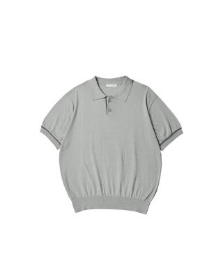 WORTHWHILE MOVEMENT Knit Polo Half Shirt (Light Gray)