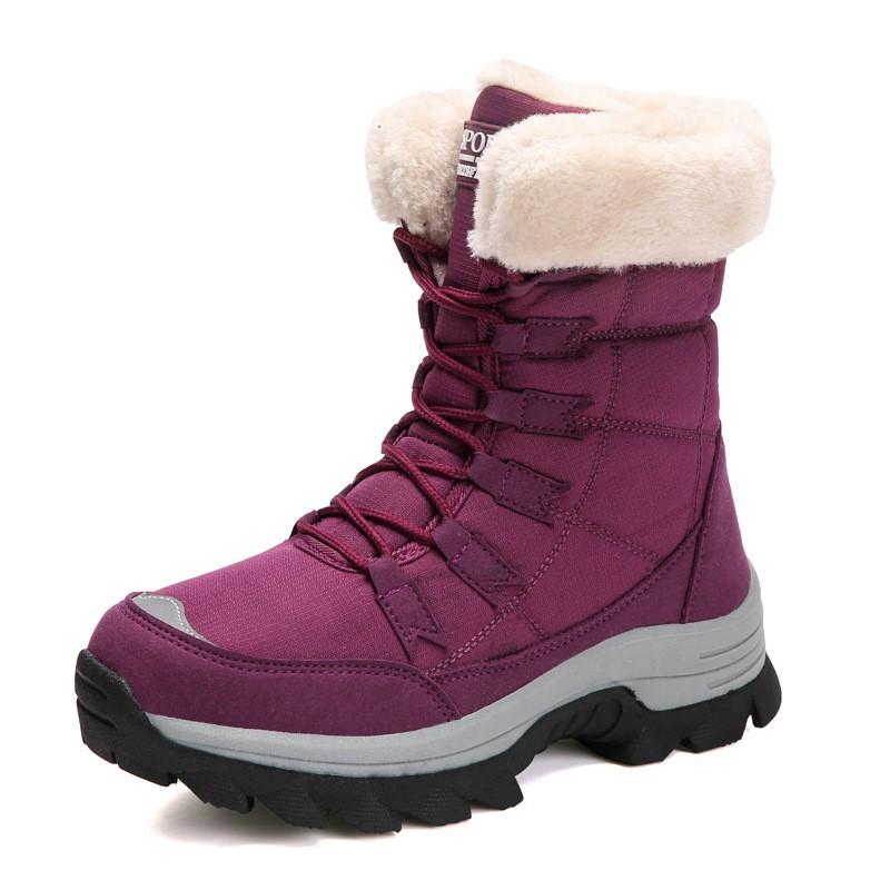 Large Size Cotton Shoes Women's Snow Boots Winter Warm Midsole Boots with Thick Fleece Northeast Outdoor Hiking Boots