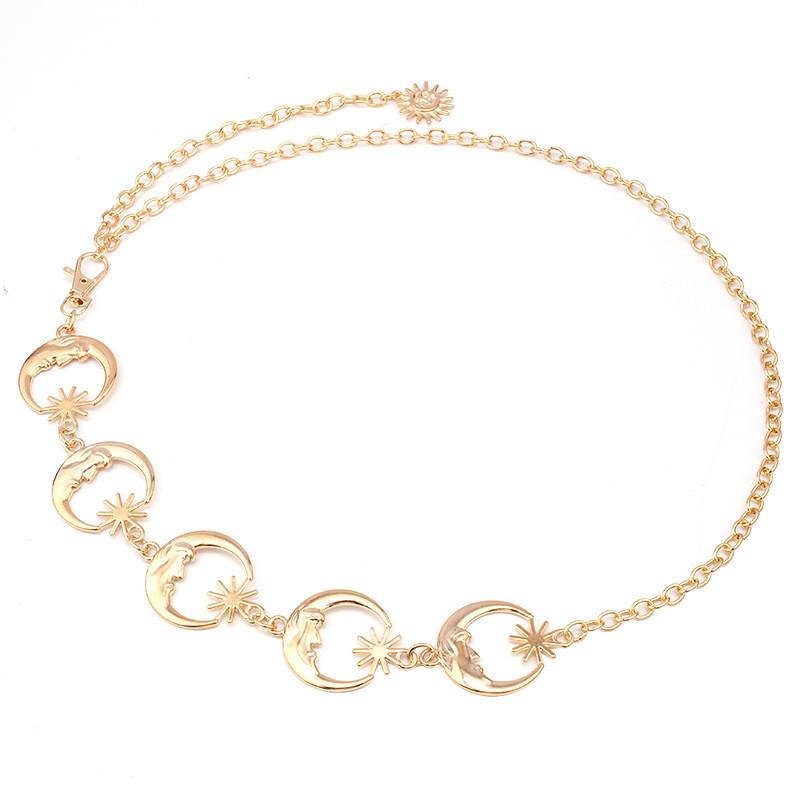 Punk Moon Star Metal Waist Chain For Men Women Hip Hop Fashion Accessory