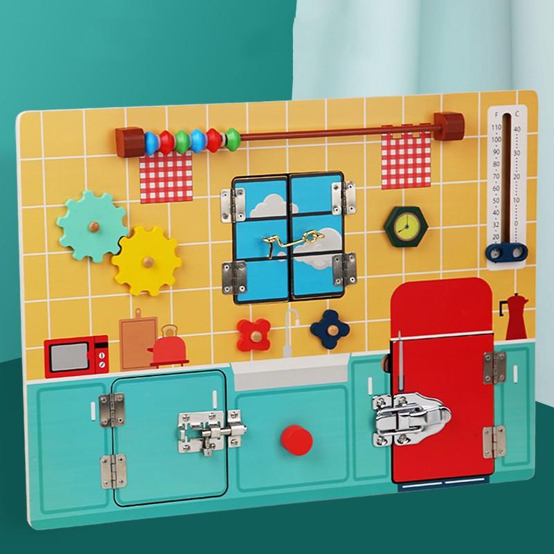 

Детская шестигранная многофункциональная Монтессори-бизи-доска Организация раннего обучения открывает Бизи-хаус Умные игрушки 59.1 оранжевый/синий