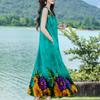 Damen Sommerkleid Vintage Kleidung Lässig Ärmellos Lange Kleider