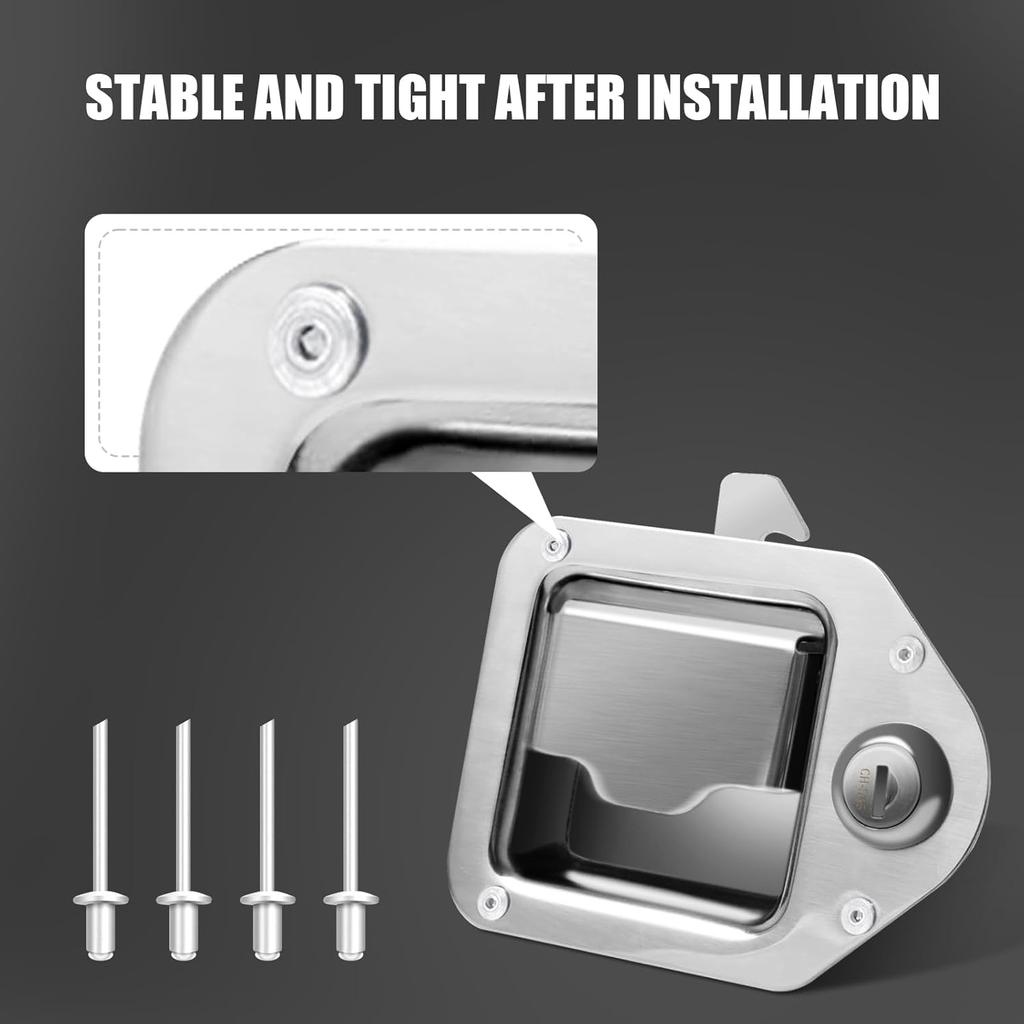 Truck Tool Box Latch, Stainless Steel Trailer Toolbox Handle Latch With Lock 4-3/8" X 3-1/4", With 2 Keys For Truck, RV, Trailer, UTV, Campers