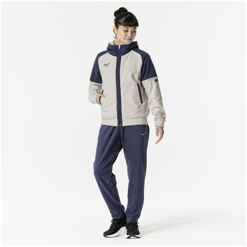 Mizuno Waterproof Fleece and Training Cloud Beige x Pageant Blue Women's Hoodie, Water-Repellent Warm, Wear, 32MCB880,