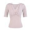 2026 Sexy Slim-Fit V-Neck Lace Patchwork Mid-Sleeve Women's T-shirt