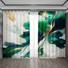 2PC Home Decoration Curtains, Green Art Marble With Rod Pocket Curtains, Kitchen, Coffee Shop, Living Room, Balcony, Garden