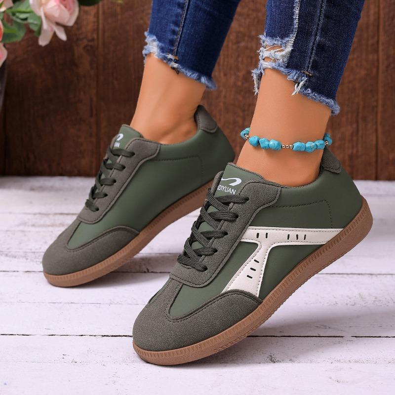 Women's Shoes, Large-sized German Training Shoes, Round-toed Casual Shoes, Lace-up, Low-clasp, Flat Board Shoes
