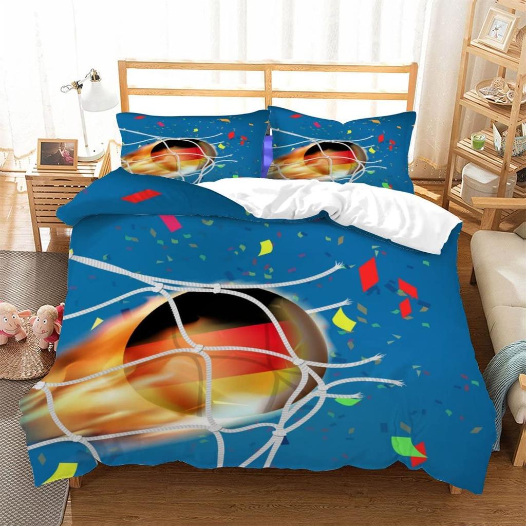 Zestaw pościeli piłkarskiej 3D Sportowa poszwa na kołdrę Poszewka na poduszkę 2 lub 3 sztuki AU140 * 210 Dekoracja pokoju chłopięcego