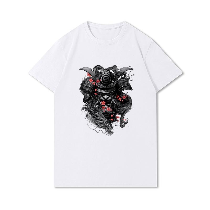 Tricouri 100% bumbac de vară pentru bărbați Vintage Samurai Retro Japanese Gaming 2077 Art Gam Printed Casual Top Tricouri