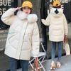Ny mote høst-vinterversjon Mellomlang stor pelskrage polstret jakke Tykke polstrede klær Koreansk versjon av brødklær for kvinner