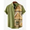 2026 Daily Men's Casual Short Sleeved Shirt with Natural Ethnic Pattern Printed Shirt Hawaii Beach Vacation Clothing