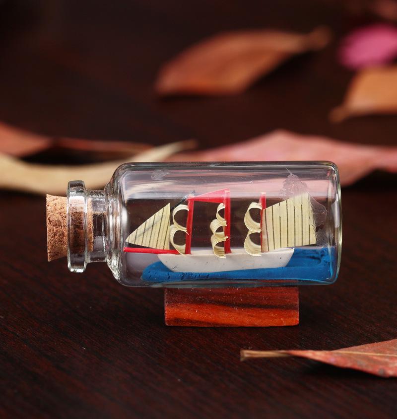 Large and Small Mediterranean Style Drift Bottles with Sailing Ship Inside - Glass Decoration Gift
