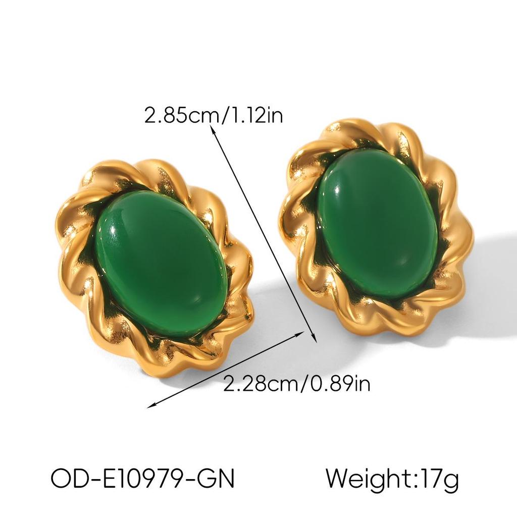 Retro Edelstahl 18k Gold Ohrringe: Nicht verblassende Titan-Ohrstecker, INS-Stil Leichter Luxusschmuck für Frauen