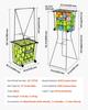 Tennis Ball Hopper, Holds 75 Tennis Balls, Pickleball Basket Cart with Wheels for Easy Pick Up, Portable Pickleball Caddy with Heavy-Duty